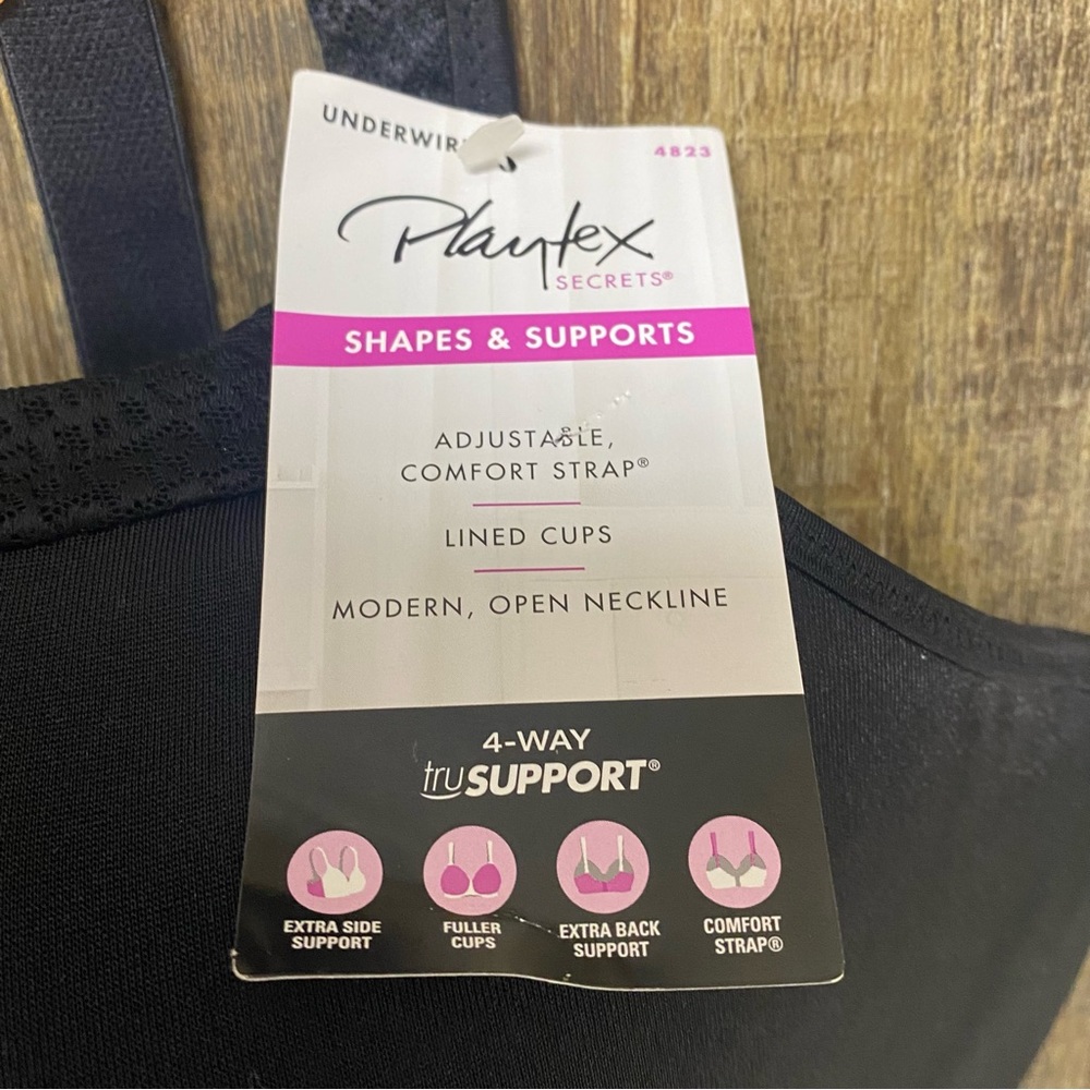 Playtex Black Full Coverage Bra with Molded Cups - Picture 4 of 11